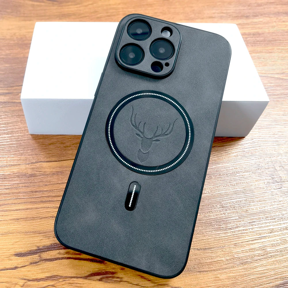 Coque pour IPhone en cuir avec chargement sans fil