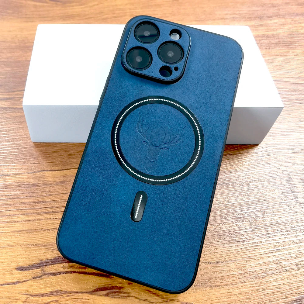 Coque pour IPhone en cuir avec chargement sans fil